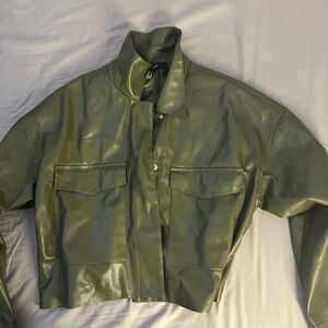 Forever 21 Olive Green Faux Leather Jacket